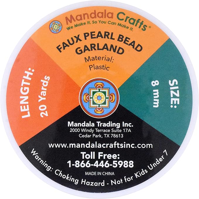 Mandala Crafts 8mm Faux Metallic Silver Pearl Beads Roll - Image 4