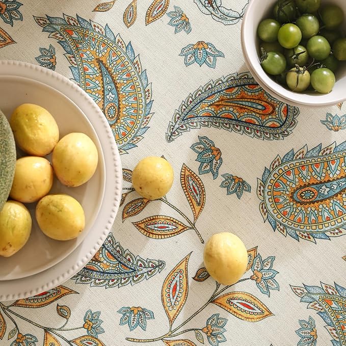 patdrea Designer Vintage French Rectangle Table Cloth, Italian Floral Wrinkle - Image 3