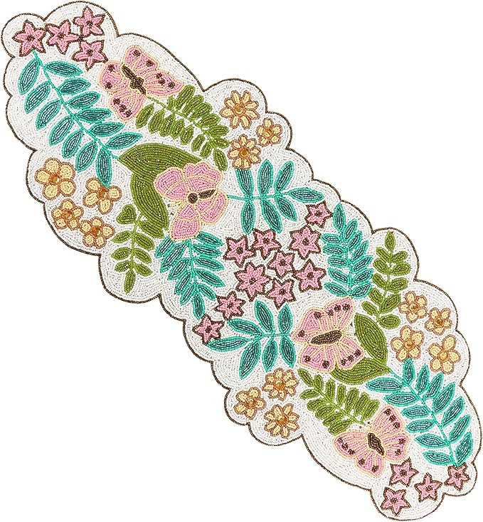 Handmade Beaded Table Runner -35 Inch Spring Floral Runner - Image 9