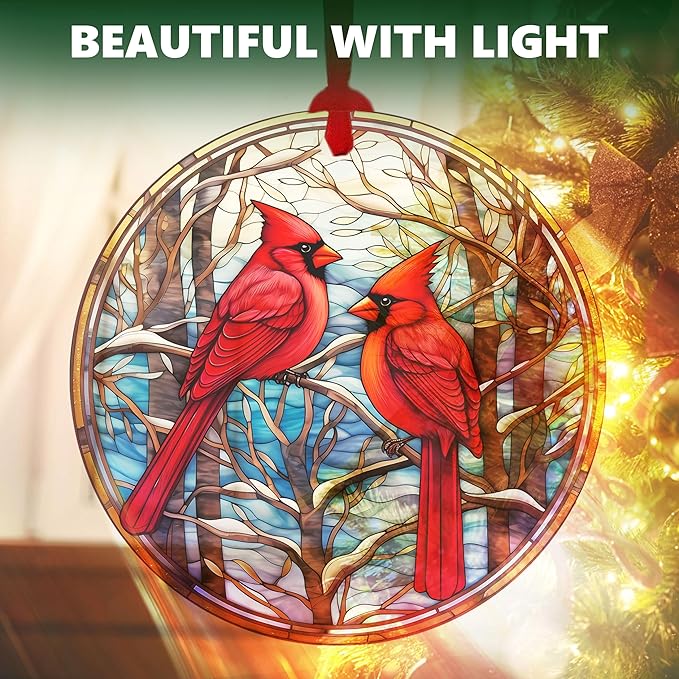 Cardinal Acrylic Ornament 2025 – Red Bird Christmas Tree Hanging, Memorial - Image 3