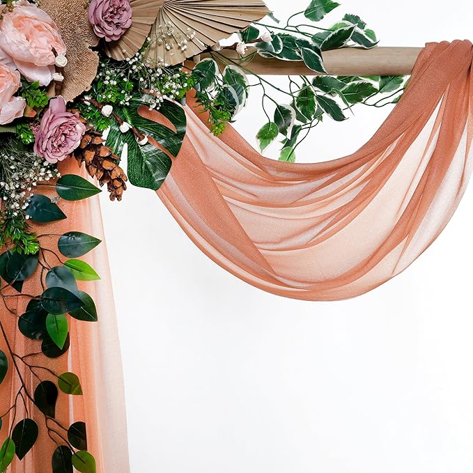 VDS Pack of 2 Panel Wedding Arch Draping Fabric Sheer Chiffon Fabric Drapery - Image 3