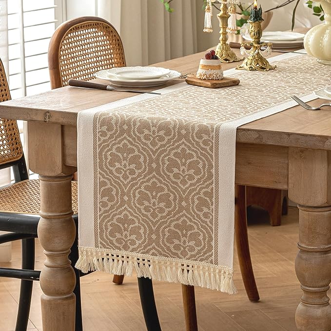 Table Runners 83 Inches, Waterproof Boho Table Runner by UWWGKK