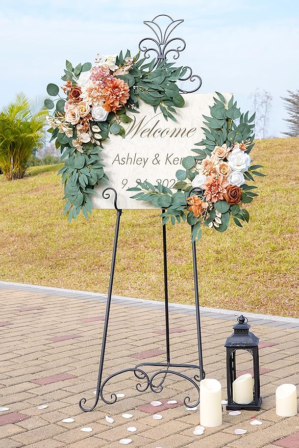 ponatia Wedding Arch Flowers, Artificial Burnt Orange Flowers - Image 2
