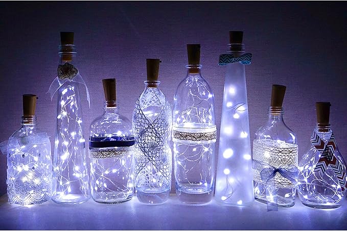 8 Pack 20 LED Wine Bottle Cork Lights, Fairy Mini String Lights Copper Wire - Image 4
