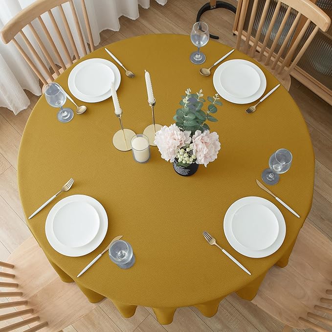 Biscaynebay Textured Fabric Round Christmas Table Cloths 108", Parties etc. - Image 7