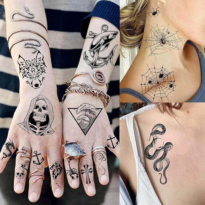 59 Sheets 3D Black Halloween Temporary Tattoos - Image 5