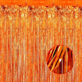 4 Pack Orange Foil Fringe Curtain Backdrop, 3.28Ft x 8.2Ft Metallic Tinsel Foil by Unknown