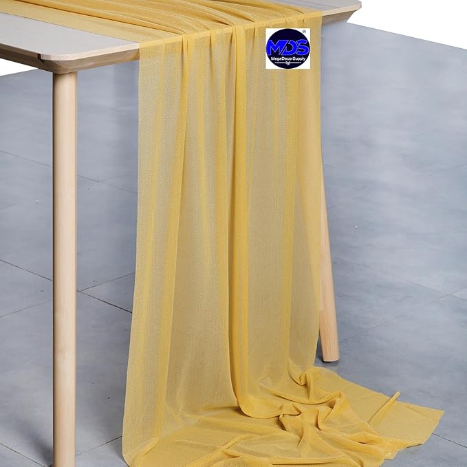MDS 2 Pack 14ft Chiffon Table Runner 29 x 170 Inches Sheer Wedding Runner - Image 2
