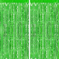 CHRORINE 2pcs 3ft x 8.3ft Green Tinsel Foil Fringe Curtains Streamers Backdrop by CHRORINE