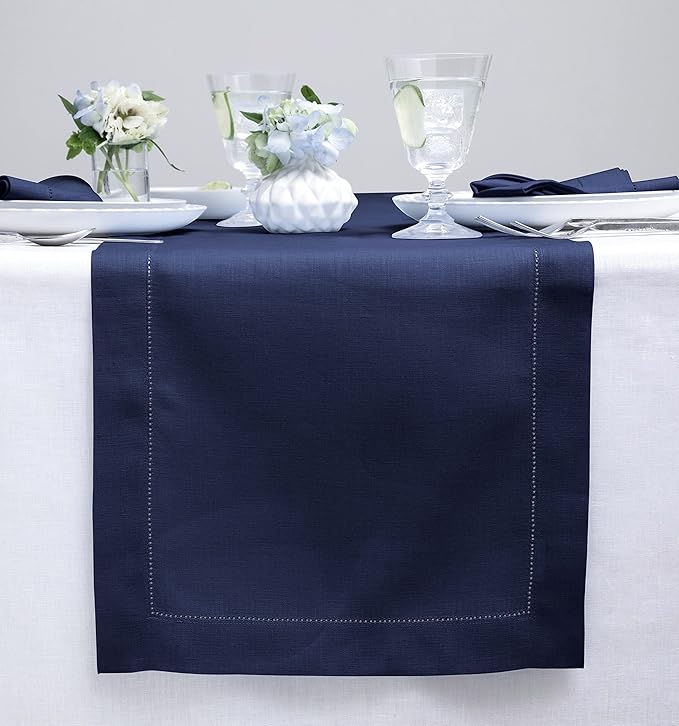 Solino Home Linen Navy Blue Table Runner 144 Inches Long by SolinoHome