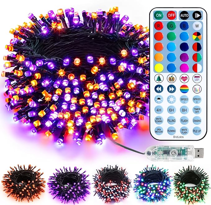 BrizLabs Halloween Lights, 33FT 100 LED RGB Color Changing String Lights by BrizLabs