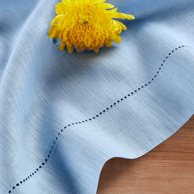 Solino Home Linen Cornflower Blue Hemstitch Table Runner 36 Inches - Image 9