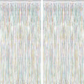 2 Pack Backdrop Curtains, 3.28 FT x 7.05 FT Laser Silver Fringe Curtains by ZATAYE