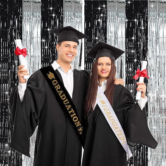TONIFUL Silver Black Door Streamers, New Year, Graduation, Bachelorette Party - Image 4