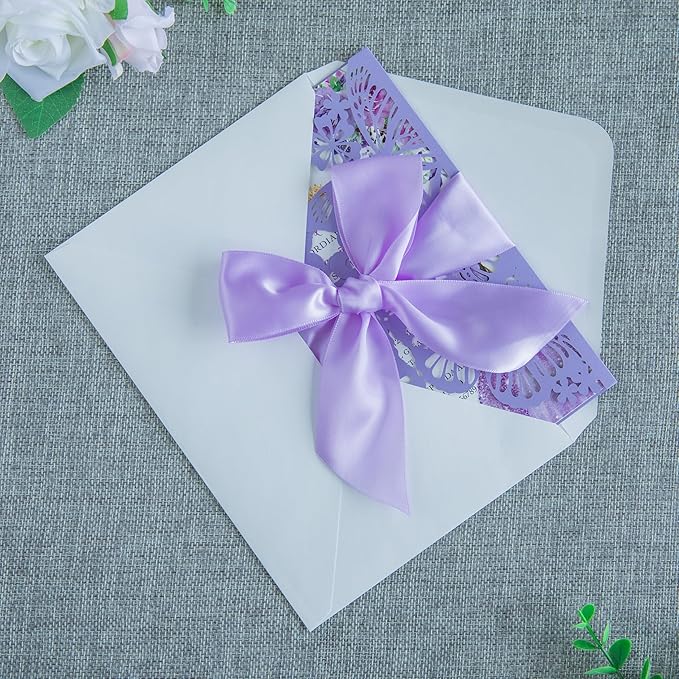 20 PCS 5.12x7.2 Butterfly Personalized Quinceanera Invitation, Customized XV - Image 5