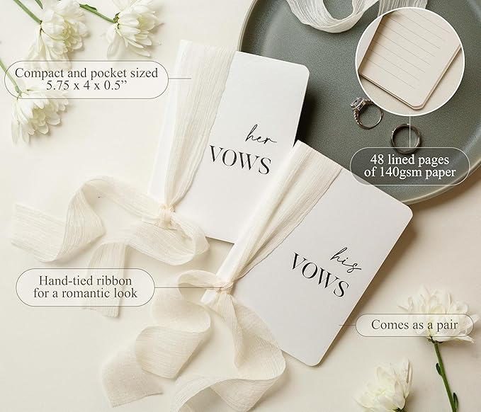 White Vow Books with Ribbons - Image 2