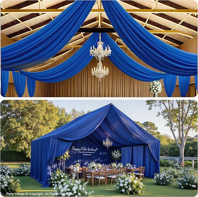 PartyVillage 10 Panels 5ftx30ft Royal Blue Ceiling Drapes - Image 3