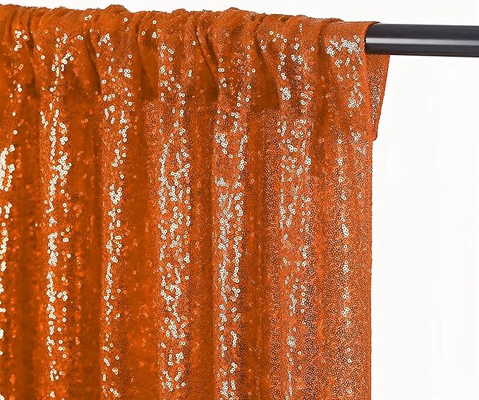 Orange Sequin Backdrop 4FTx8FT 2 Panel Glitter Fall Sequin Backdrop Sparkle - Image 4