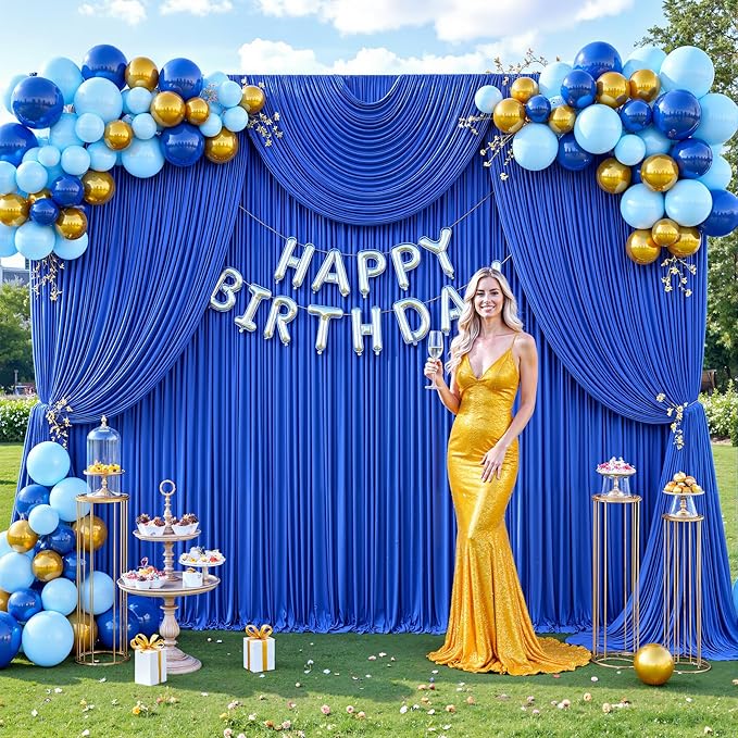 20ft x 12ft Royal Blue Backdrop Curtains Wrinkle Free Backdrop Curtain - Image 3