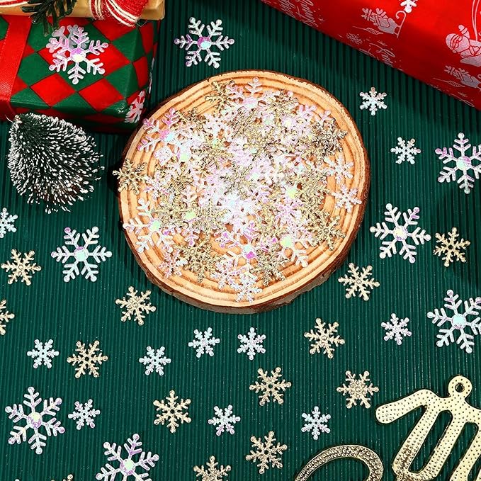 MARFOREVER Snowflake Confetti Decorations, Christmas Snowflake Glitter Confetti - Image 3