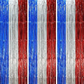 3 Pack 3.3 x 8.2 ft Blue Red Silver Foil Fringe Backdrop Curtains, Tinsel by Voircoloria