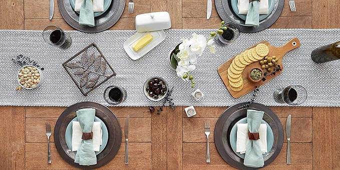 DII Woven Basic Tabletop Collection, Chevron Table Runner, Stone Blue - Image 5