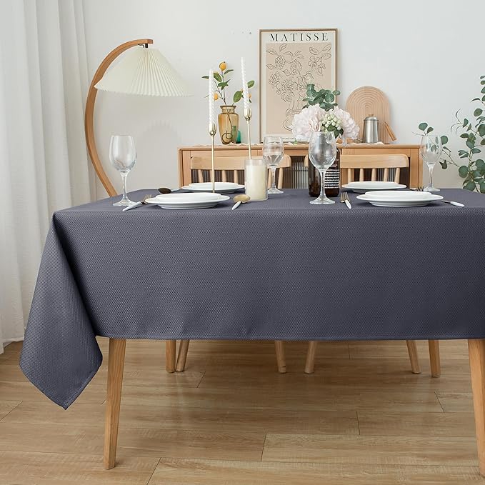 Biscaynebay Textured Fabric Tablecloths 60x84 Inches Rectangular, Dark Grey - Image 7