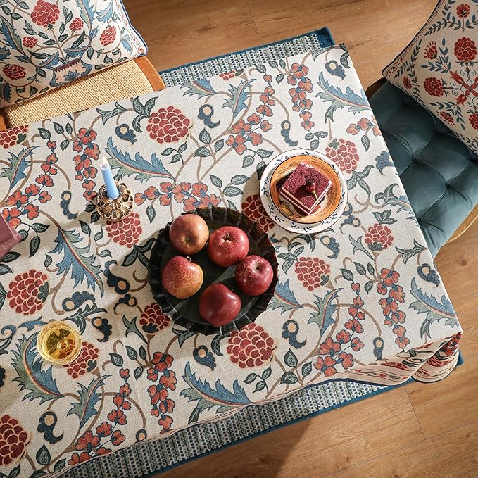 patdrea Designer Vintage Linen Extra Long Tablecloth - Image 3
