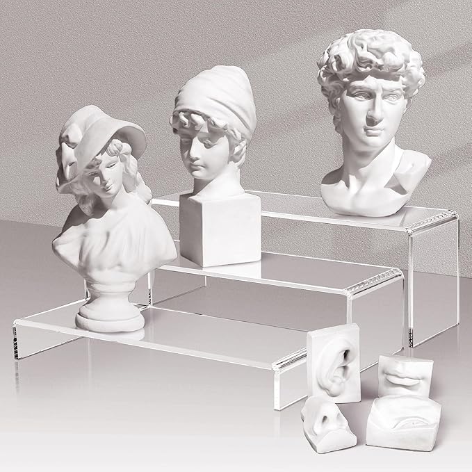 2 Set Large Acrylic Clear Display Risers, 3 Sizes 12" Rectangular Showcase - Image 5