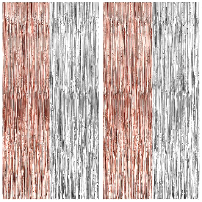 KatchOn, Large Silver and Rose Gold Fringe Backdrop, Unicorn Party Decorations by KatchOn