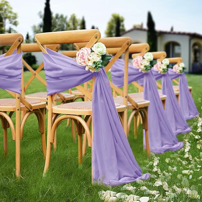VACVELT Wedding Arch Draping Fabric, Lilac Chiffon, 1 Panel Sheer Drapes - Image 3
