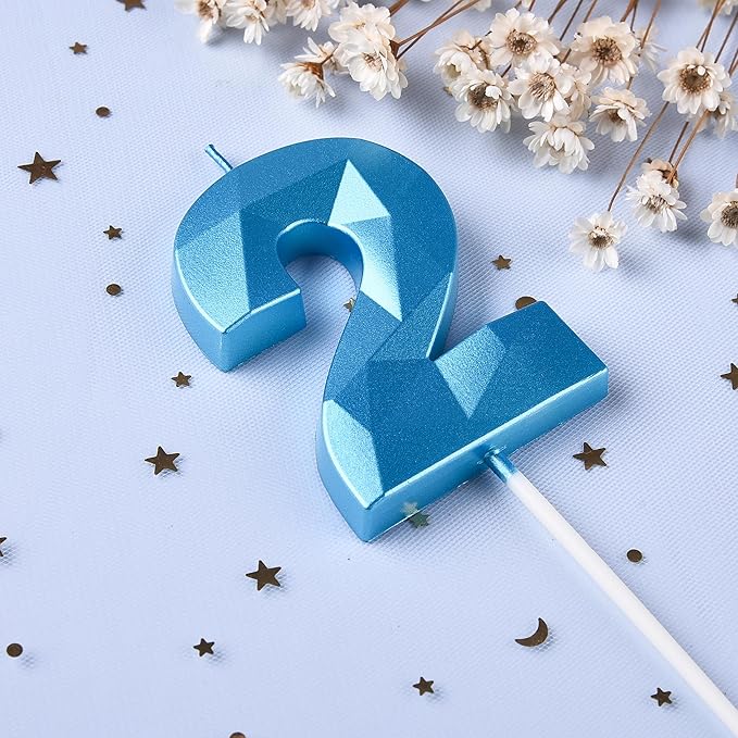 PHD Crystal Blue 2.76 Inch 2 Number Birthday Candles - Image 2