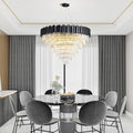 39" Black Crystal Chandelier, 21-Light Modern Luxury Round Chandelier, 7-Tier by BEIRIOLIGHTING