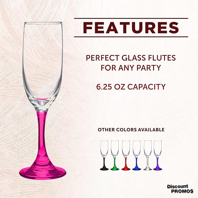 DISCOUNT PROMOS Premiere Champagne Flutes 6.25 oz. Set of 10, Bulk Pack - Image 2
