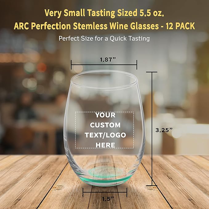 Custom Stemless Wine Glasses by ARC 5.5 oz. Set of 12, Personalized Bulk Pack - Image 5