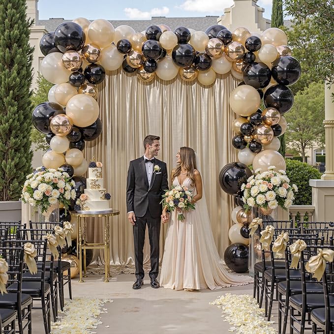 10x10ft Thick Champagne Glitter Backdrop Curtain Panels - Image 4