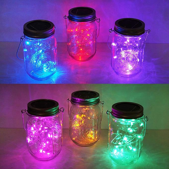 Decorman Solar Mason Jar Lid Lights, 6 Pack 20 LED Waterproof String Fairy Star by Decorman