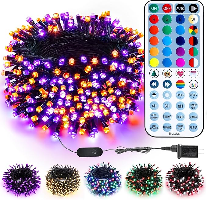 BrizLabs RGBW Christmas Lights, 98.5FT 300 LED Color Changing Halloween String by BrizLabs