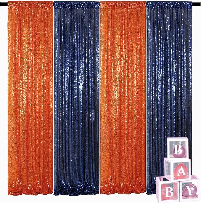 ShinyBeauty Navy and Orange Backdrop - Image 6
