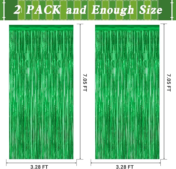 12 Pack Party Decorations, 3.28 FT x 7.05 FT Green Streamer, Metallic Birthday - Image 2