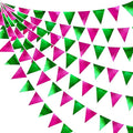 Pink and Green Party Decorations Metallic Hot Pink Light Green Fabric Triangle by pinkblume