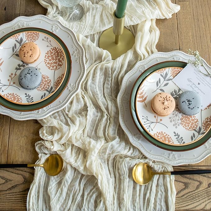 Ivory Cheesecloth Table Runner Set of 6 Runners 12 ft 142 in Long Each Cream - Image 7