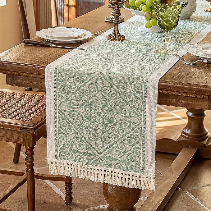 Table Runners 95 Inches, Waterproof Boho Table Runner by UWWGKK