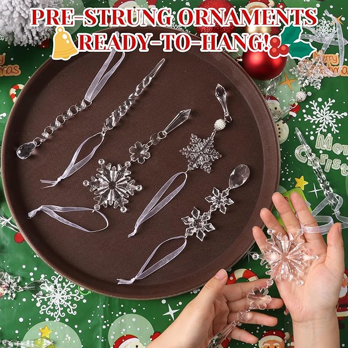 Christmas Tree Decorations 18Pcs, Acrylic Crystal Ornaments - Image 3