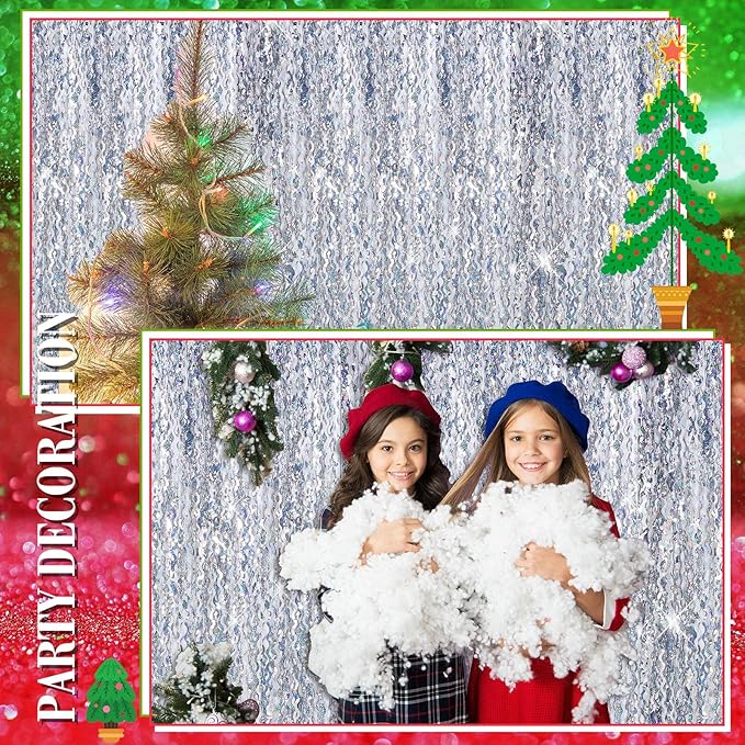 10 Pieces 3.3 x 6.6 Ft Foil Fringe Backdrop Party Wavy Tinsel Fringe Curtain - Image 6