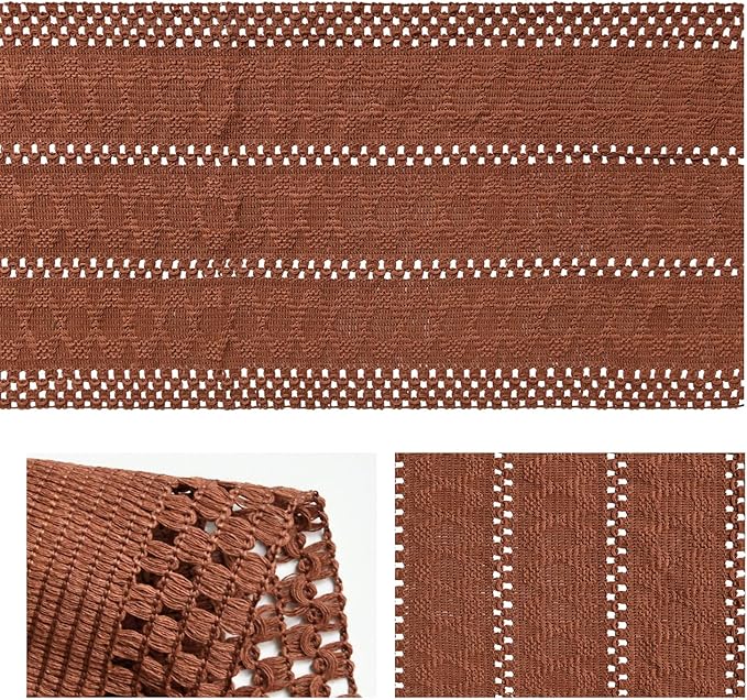 Artoid Mode Caramel Farmhouse Woven Rustic Hollow Table Runner, Seasonal - Image 6