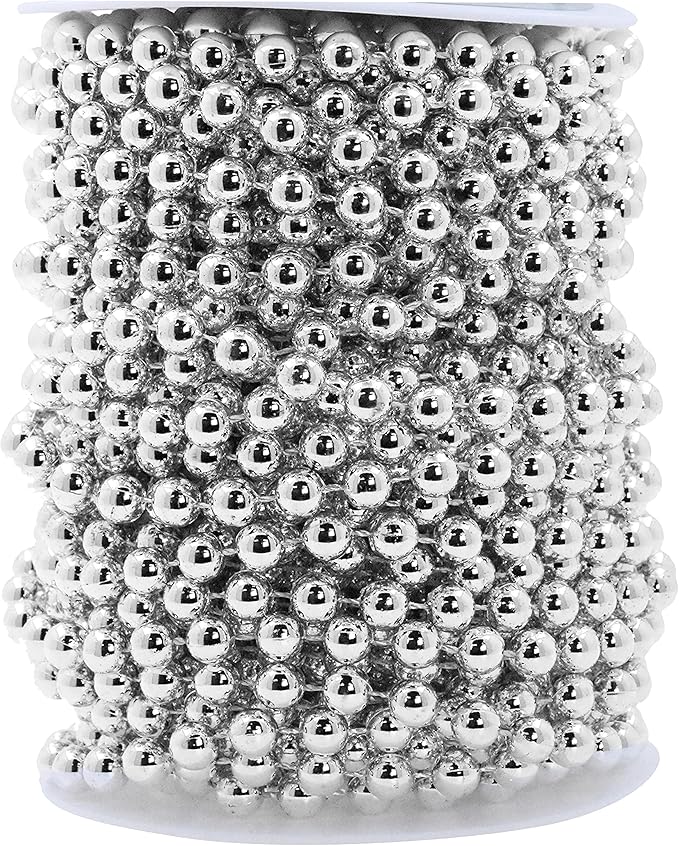 Mandala Crafts 8mm Faux Metallic Silver Pearl Beads Roll by MandalaCrafts