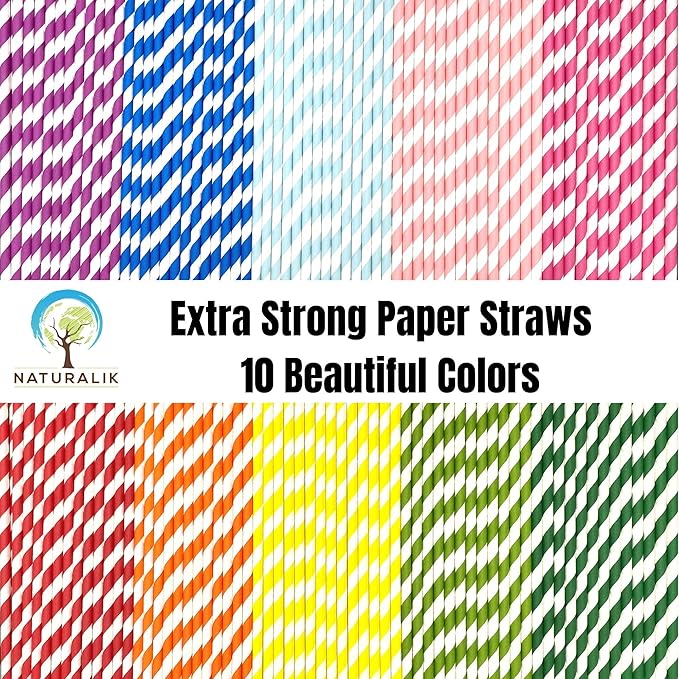 300-Pack Multi-Color Extra Durable Paper Straws - Image 3