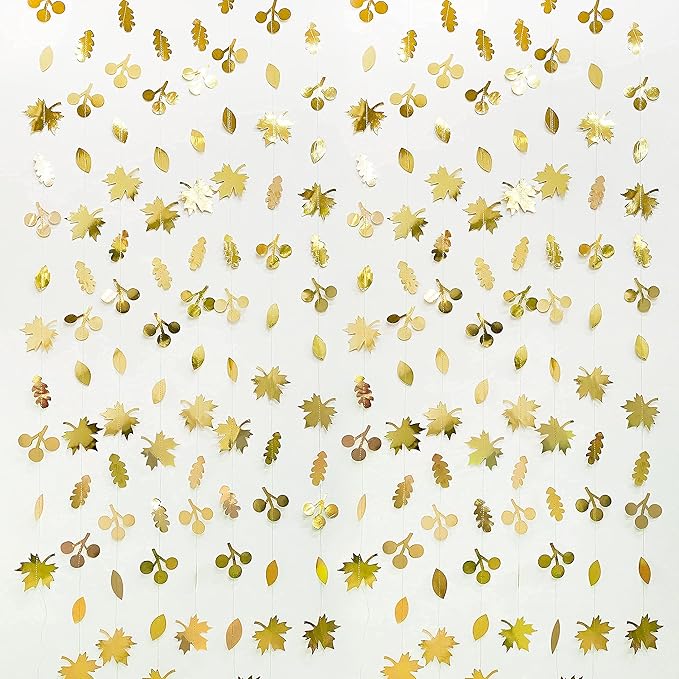 52Ft Fall Party Decorations Gold Fall Maple Leaf Paper Garlands Streamer Autumn by pinkblume