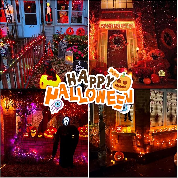 LAMPHOME 33ft Halloween Decorative Mini Lights, 100 LED Transparent Wire Fairy - Image 5